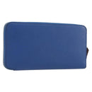 HERMES Azap Silk In Wallet Leather Blue Silver Auth 196106M-1