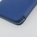 HERMES Azap Silk In Wallet Leather Blue Silver Auth 196106M-11
