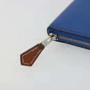 HERMES Azap Silk In Wallet Leather Blue Silver Auth 196106M-12