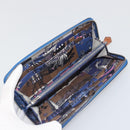 HERMES Azap Silk In Wallet Leather Blue Silver Auth 196106M-13
