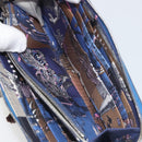 HERMES Azap Silk In Wallet Leather Blue Silver Auth 196106M-18