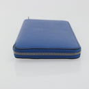 HERMES Azap Silk In Wallet Leather Blue Silver Auth 196106M-4