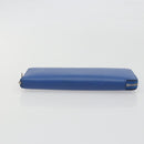 HERMES Azap Silk In Wallet Leather Blue Silver Auth 196106M-7