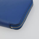 HERMES Azap Silk In Wallet Leather Blue Silver Auth 196106M-8
