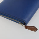 HERMES Azap Silk In Wallet Leather Blue Silver Auth 196106M-9