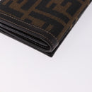FENDI Zucca Canvas Long Wallet Black Brown Auth 196107V-10