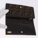 FENDI Zucca Canvas Long Wallet Black Brown Auth 196107V-12