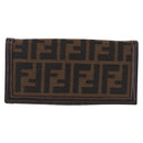 FENDI Zucca Canvas Long Wallet Black Brown Auth 196107V-2