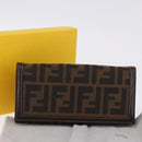 FENDI Zucca Canvas Long Wallet Black Brown Auth 196107V-22