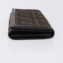 FENDI Zucca Canvas Long Wallet Black Brown Auth 196107V-4