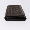 FENDI Zucca Canvas Long Wallet Black Brown Auth 196107V-5