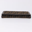 FENDI Zucca Canvas Long Wallet Black Brown Auth 196107V-7