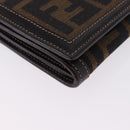 FENDI Zucca Canvas Long Wallet Black Brown Auth 196107V-8