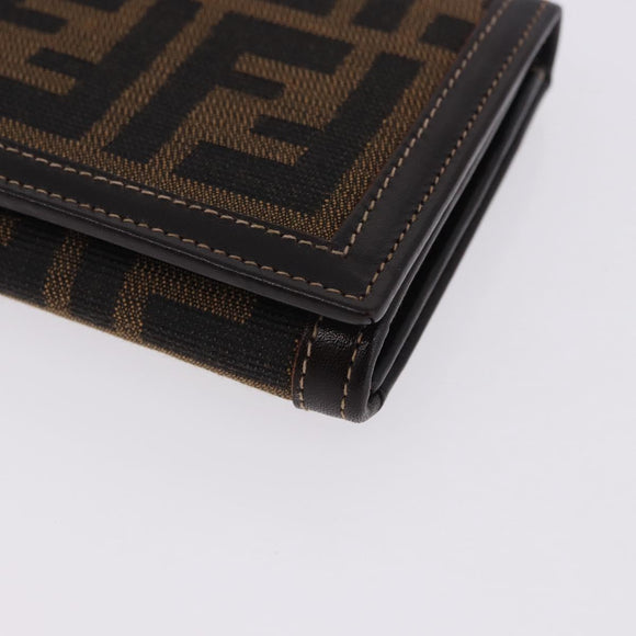 FENDI Zucca Canvas Long Wallet Black Brown Auth 196107V