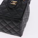 CHANEL Matelasse Chain Shoulder Bag Lamb Skin Black Gold Tone CC Auth 196108SAM-15