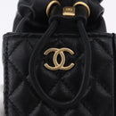 CHANEL Matelasse Chain Shoulder Bag Lamb Skin Black Gold Tone CC Auth 196108SAM-18