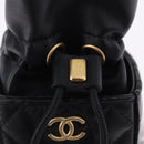 CHANEL Matelasse Chain Shoulder Bag Lamb Skin Black Gold Tone CC Auth 196108SAM-19