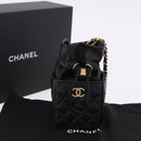 CHANEL Matelasse Chain Shoulder Bag Lamb Skin Black Gold Tone CC Auth 196108SAM-12
