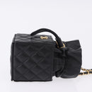 CHANEL Matelasse Chain Shoulder Bag Lamb Skin Black Gold Tone CC Auth 196108SAM-3