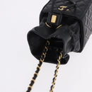 CHANEL Matelasse Chain Shoulder Bag Lamb Skin Black Gold Tone CC Auth 196108SAM-6