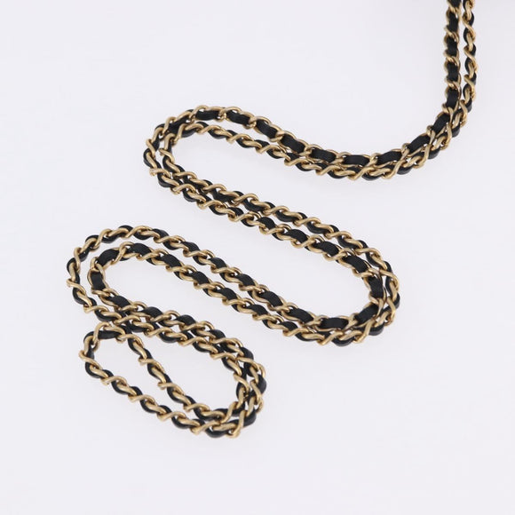 CHANEL Matelasse Chain Shoulder Bag Lamb Skin Black Gold Tone CC Auth 196108SAM
