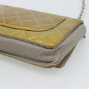 CHANEL Matelasse Chain Shoulder Wallet Patent Gold Silver CC Auth 196109-16