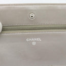 CHANEL Matelasse Chain Shoulder Wallet Patent Gold Silver CC Auth 196109-19