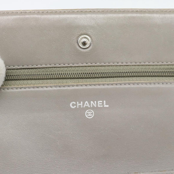 CHANEL Matelasse Chain Shoulder Wallet Patent Gold Silver CC Auth 196109