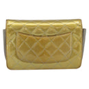 CHANEL Matelasse Chain Shoulder Wallet Patent Gold Silver CC Auth 196109-2
