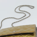 CHANEL Matelasse Chain Shoulder Wallet Patent Gold Silver CC Auth 196109-14