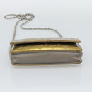 CHANEL Matelasse Chain Shoulder Wallet Patent Gold Silver CC Auth 196109-5