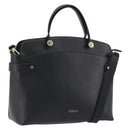 FURLA Hand Bag Leather 2way Black Gold Tone Auth 196110A-1