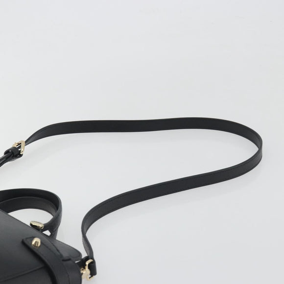 FURLA Hand Bag Leather 2way Black Gold Tone Auth 196110A