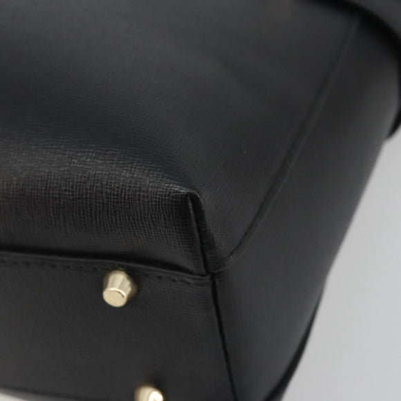 FURLA Hand Bag Leather 2way Black Gold Tone Auth 196110A