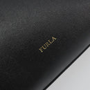 FURLA Hand Bag Leather 2way Black Gold Tone Auth 196110A-19