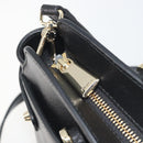 FURLA Hand Bag Leather 2way Black Gold Tone Auth 196110A-11