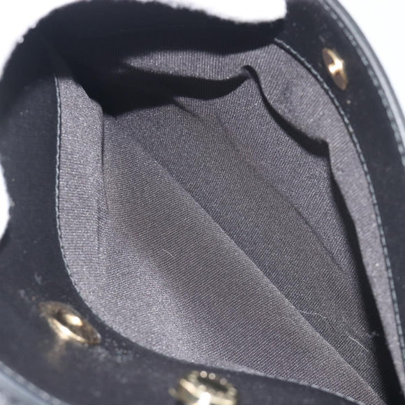 FURLA Hand Bag Leather 2way Black Gold Tone Auth 196110A