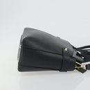 FURLA Hand Bag Leather 2way Black Gold Tone Auth 196110A-3