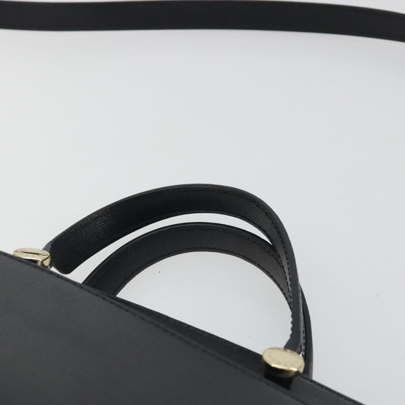 FURLA Hand Bag Leather 2way Black Gold Tone Auth 196110A