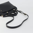 FURLA Hand Bag Leather 2way Black Gold Tone Auth 196110A-8