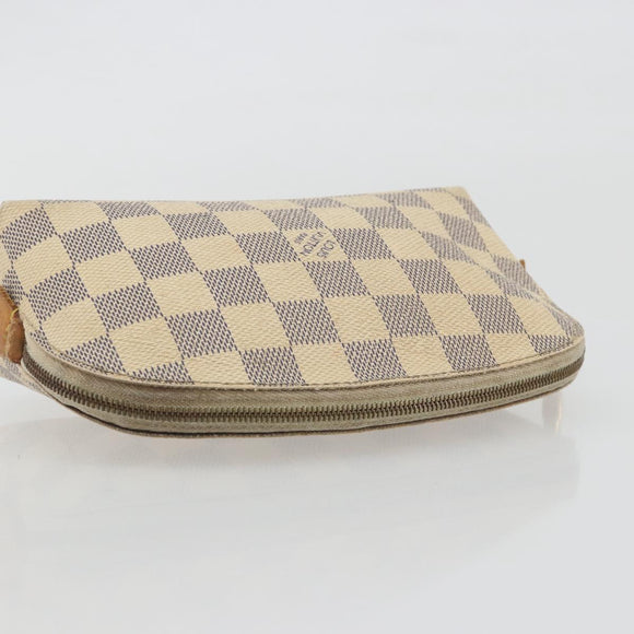 LOUIS VUITTON Damier Azur Pochette Cosmetic PM Pouch N60024 LV Auth 196115