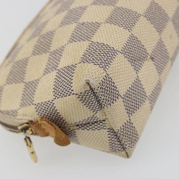 LOUIS VUITTON Damier Azur Pochette Cosmetic PM Pouch N60024 LV Auth 196115