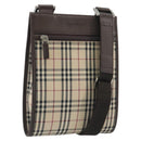 BURBERRY Nova Check Shoulder Bag Canvas Beige Silver Auth 196117-1