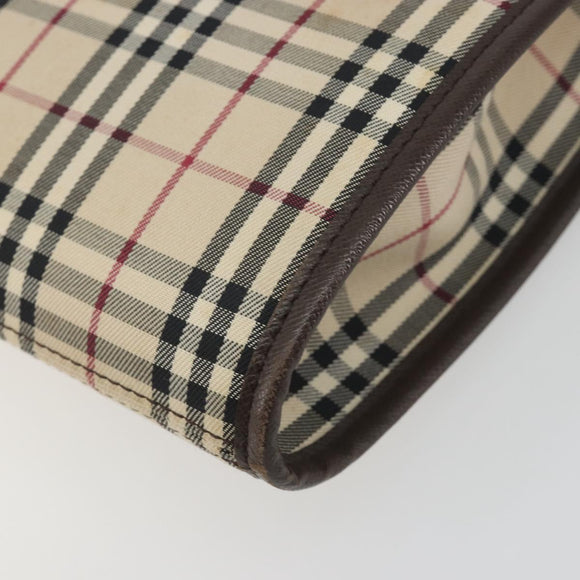 BURBERRY Nova Check Shoulder Bag Canvas Beige Silver Auth 196117