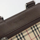BURBERRY Nova Check Shoulder Bag Canvas Beige Silver Auth 196117-17