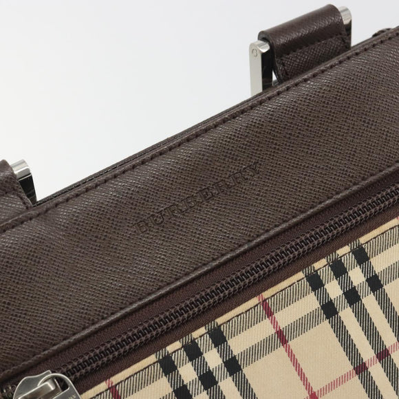 BURBERRY Nova Check Shoulder Bag Canvas Beige Silver Auth 196117