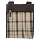 BURBERRY Nova Check Shoulder Bag Canvas Beige Silver Auth 196117-13