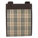 BURBERRY Nova Check Shoulder Bag Canvas Beige Silver Auth 196117-2