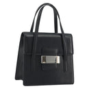 BURBERRY Hand Bag Leather Black Silver Auth 196118-1