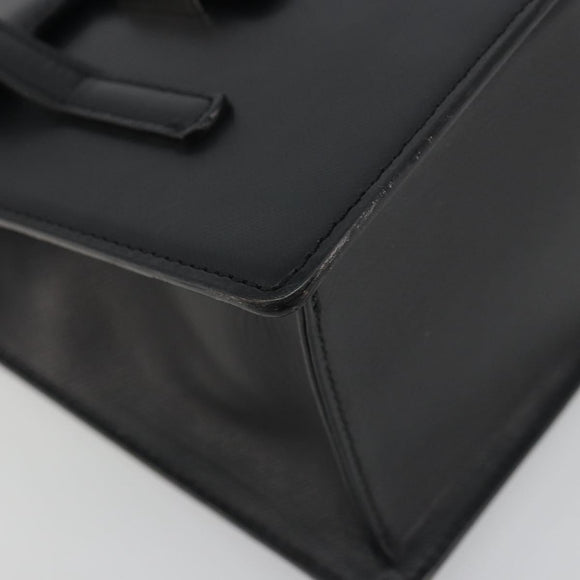 BURBERRY Hand Bag Leather Black Silver Auth 196118